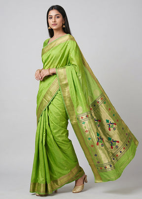 Green Kanjivaram Silk Saree With Blouse Piece