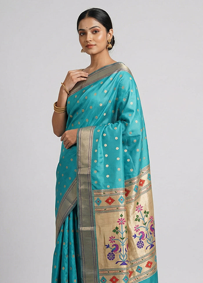 Blue Kanjivaram Silk Saree With Blouse Piece