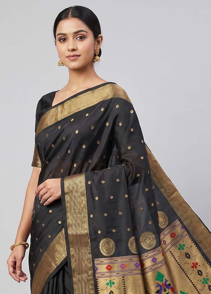 Black Kanjivaram Silk Saree With Blouse Piece