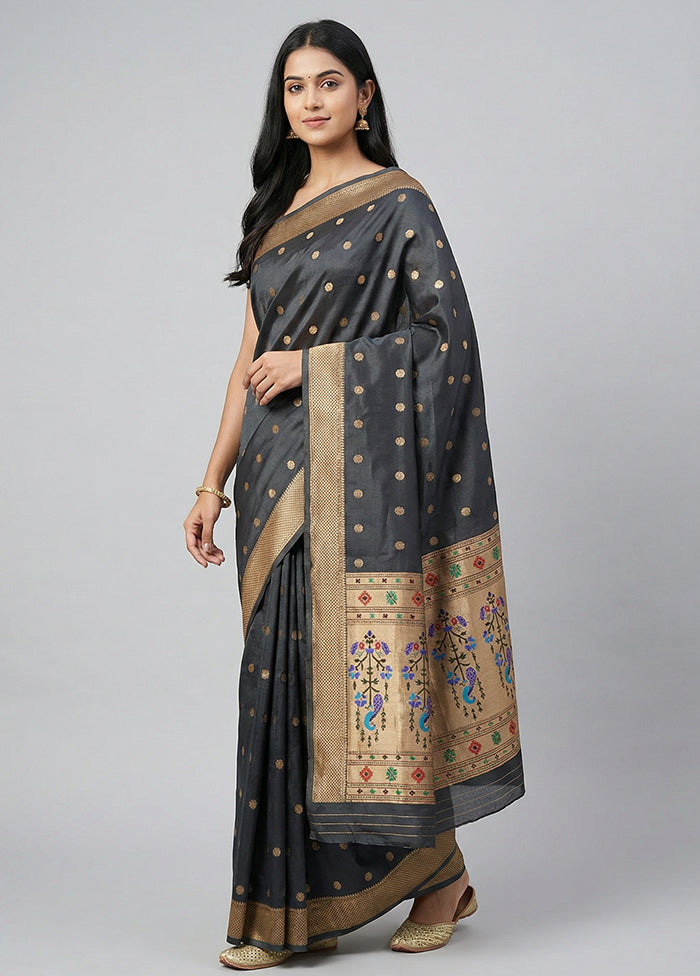 Black Kanjivaram Silk Saree With Blouse Piece