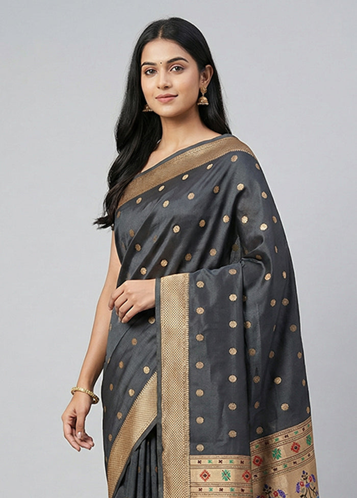 Black Kanjivaram Silk Saree With Blouse Piece