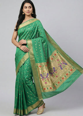 Green Kanjivaram Silk Saree With Blouse Piece