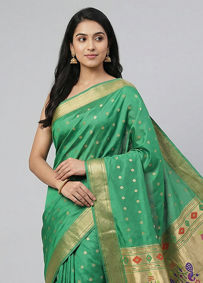 Green Kanjivaram Silk Saree With Blouse Piece