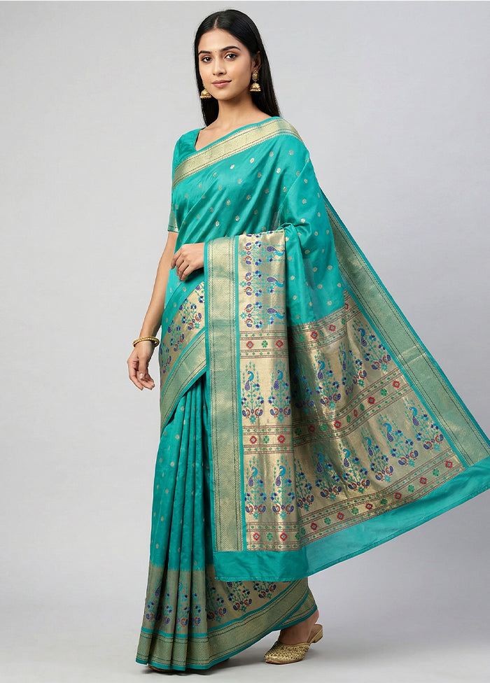 Blue Kanjivaram Silk Saree With Blouse Piece