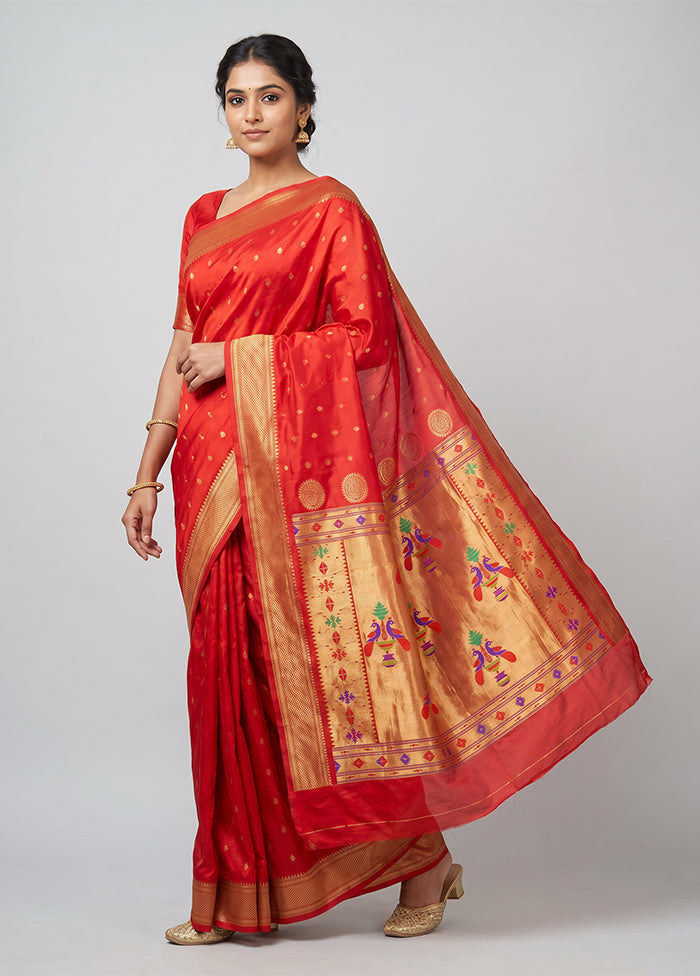 Red Kanjivaram Silk Saree With Blouse Piece