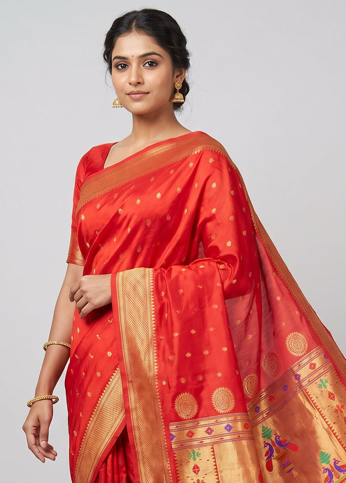 Red Kanjivaram Silk Saree With Blouse Piece