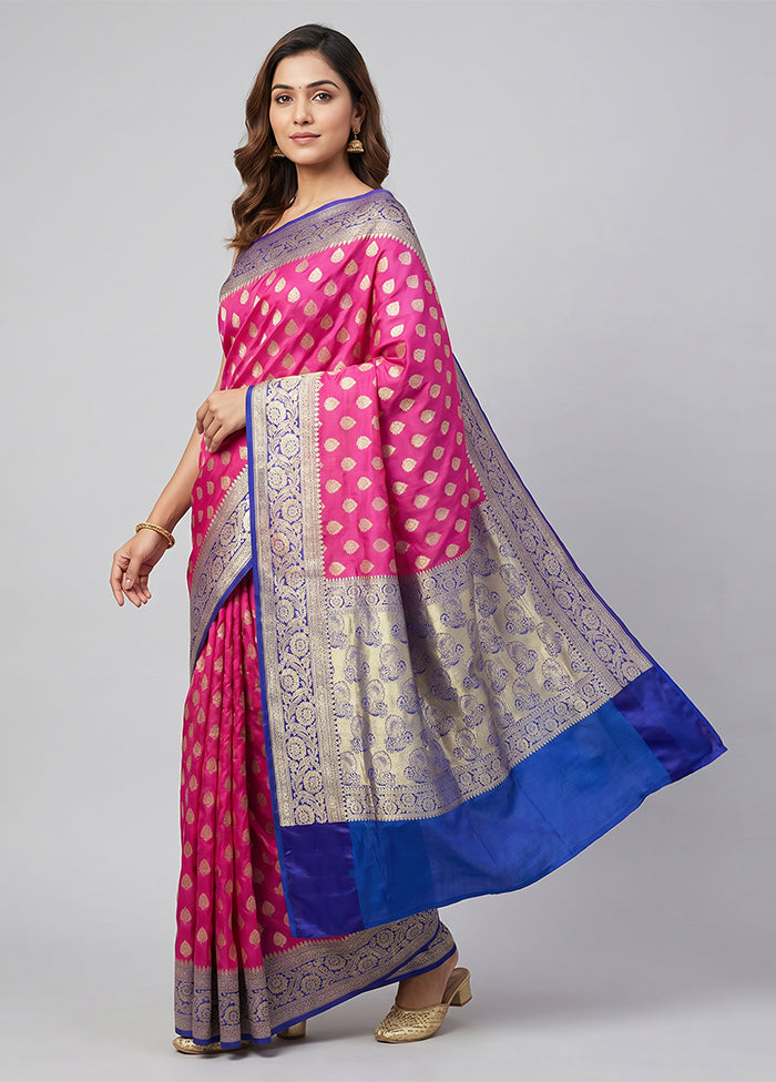 Pink Uppada Silk Saree With Blouse Piece