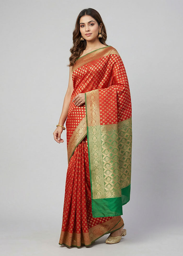 Red Uppada Silk Saree With Blouse Piece