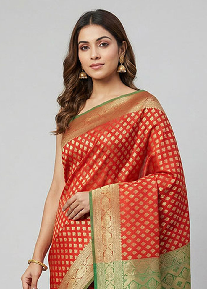 Red Uppada Silk Saree With Blouse Piece