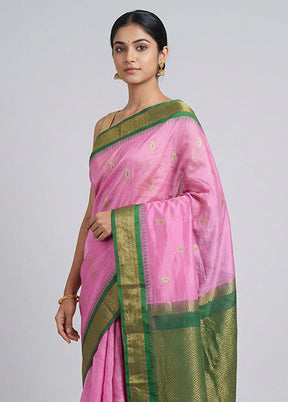 Purple Gadwal Silk Saree Without Blouse Piece