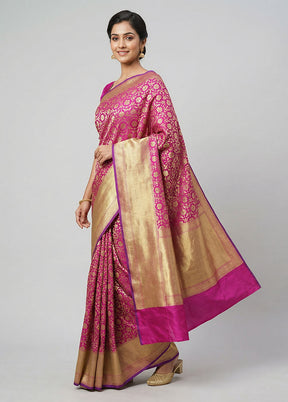 Purple Uppada Silk Saree With Blouse Piece