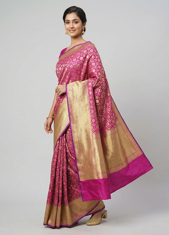 Purple Uppada Silk Saree With Blouse Piece