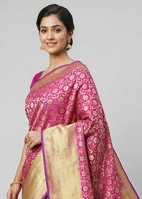 Purple Uppada Silk Saree With Blouse Piece