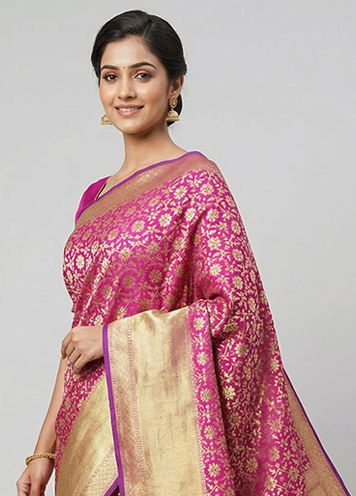 Purple Uppada Silk Saree With Blouse Piece