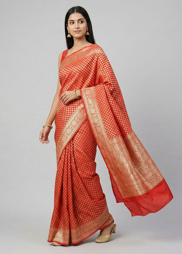 Red Uppada Silk Saree With Blouse Piece