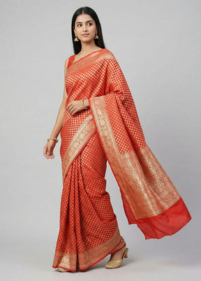 Red Uppada Silk Saree With Blouse Piece