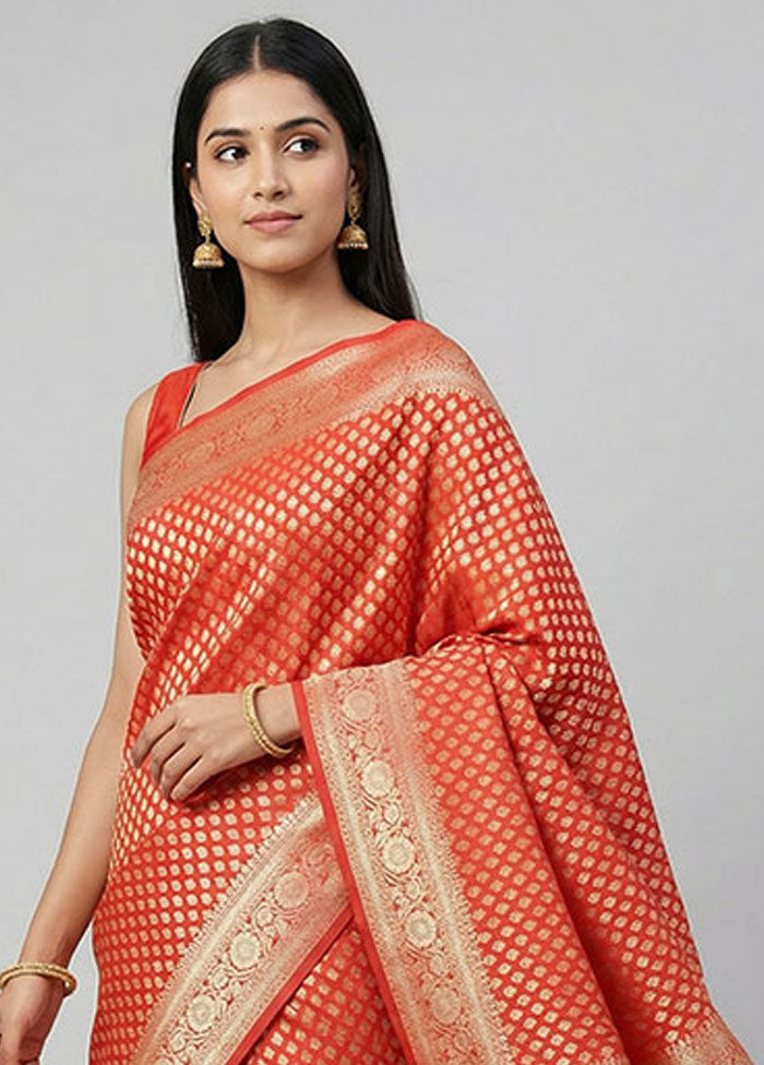 Red Uppada Silk Saree With Blouse Piece