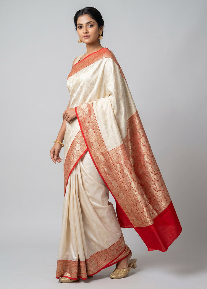 Cream Uppada Silk Saree With Blouse Piece