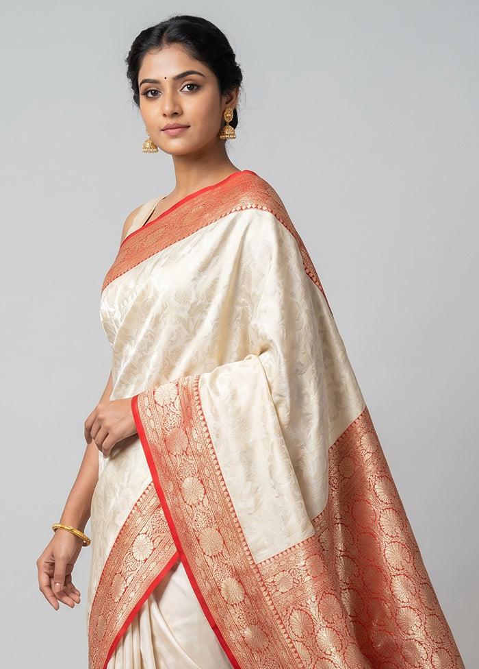 Cream Uppada Silk Saree With Blouse Piece