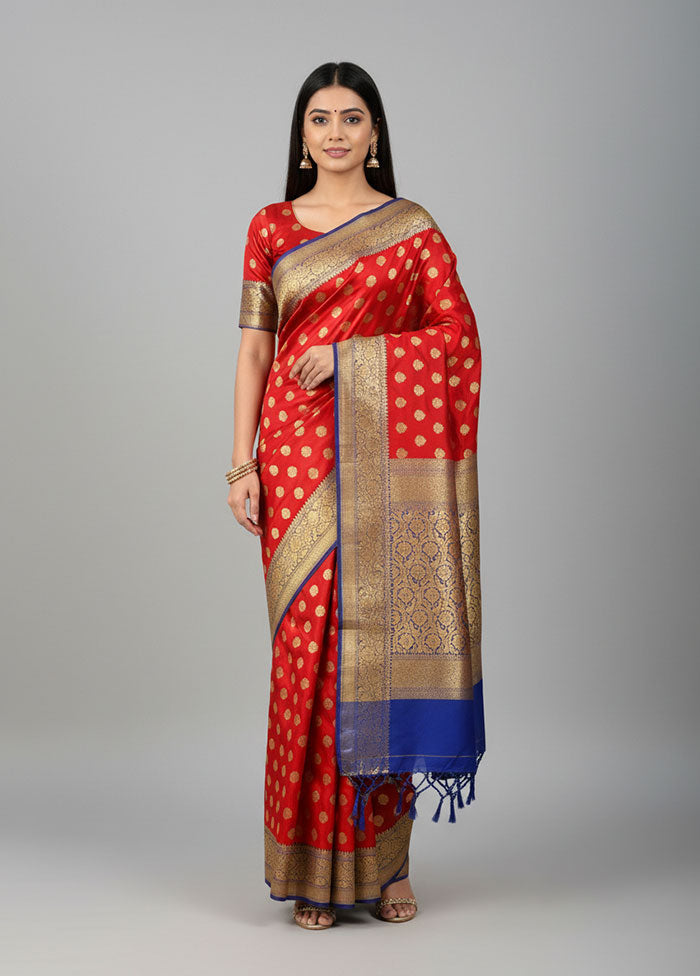 Red Uppada Silk Saree With Blouse Piece