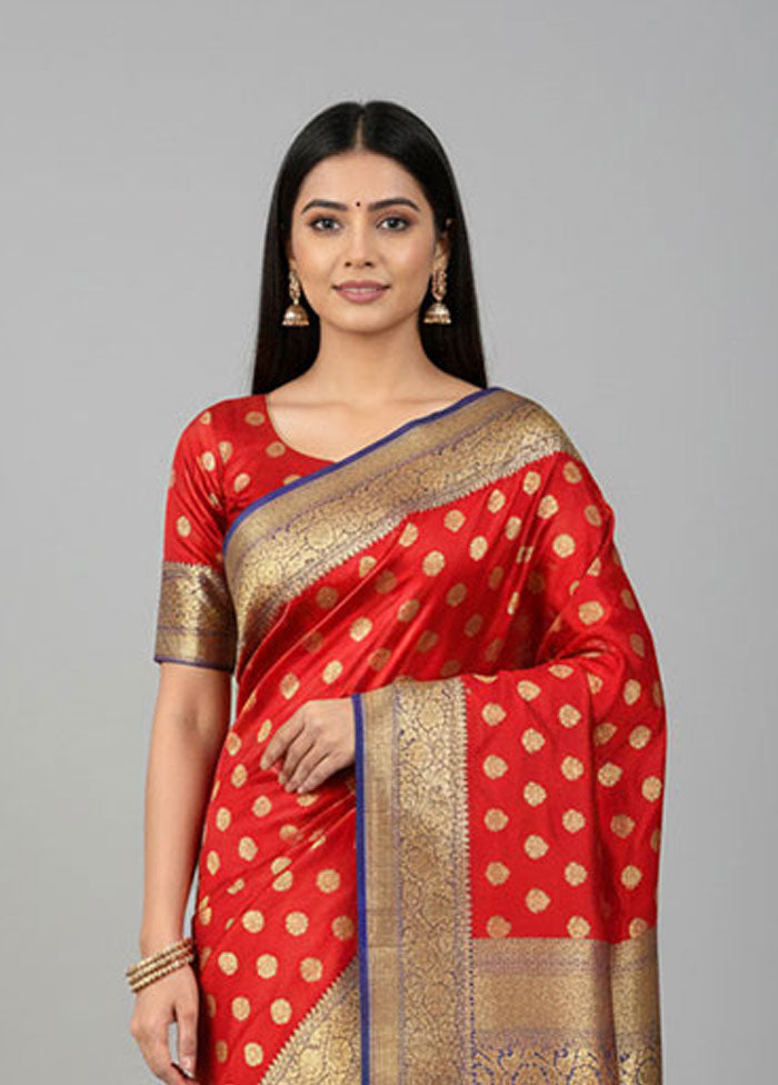 Red Uppada Silk Saree With Blouse Piece