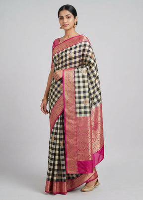Multicolor Handloom Katan Pure Silk Saree With Blouse Piece