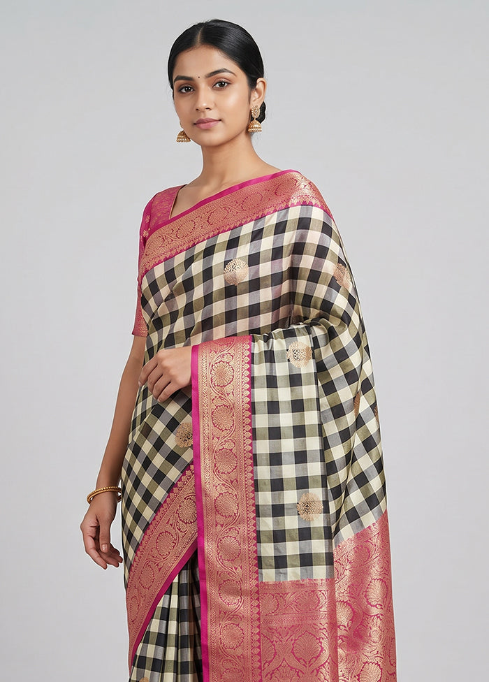 Multicolor Handloom Katan Pure Silk Saree With Blouse Piece