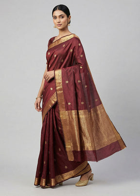 Maroon Kanjivaram Silk Saree With Blouse Piece