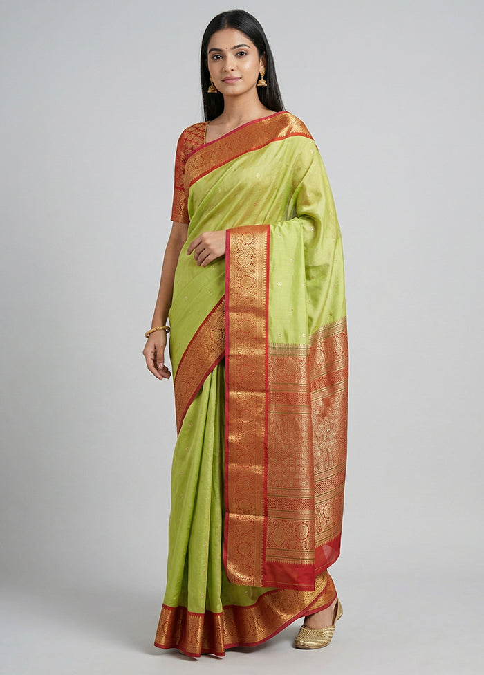 Green Kanjivaram Silk Saree With Blouse Piece