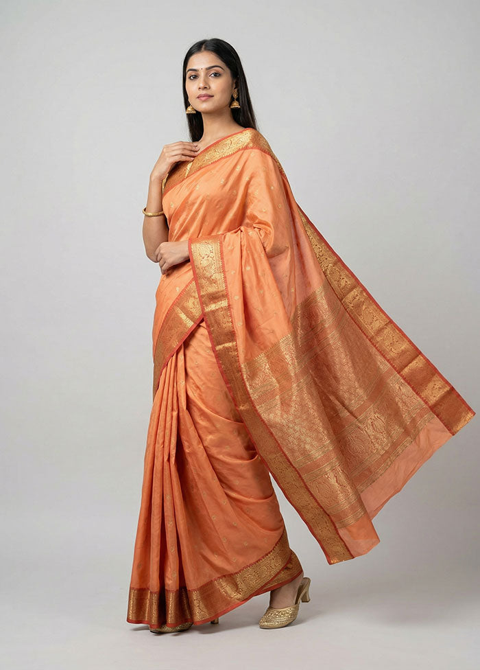 Pink Kanjivaram Silk Saree With Blouse Piece