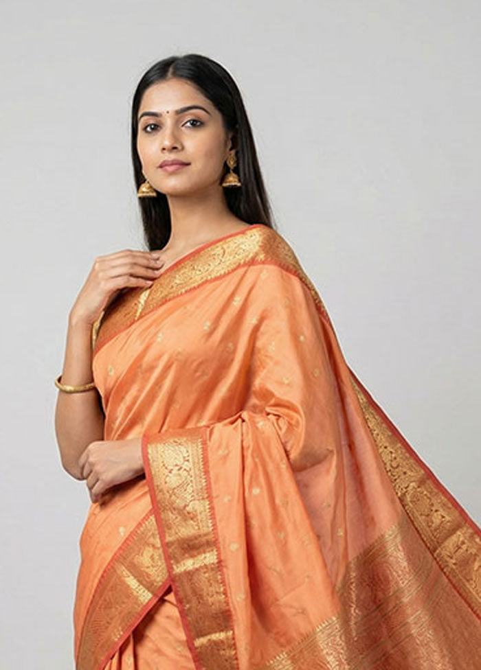 Pink Kanjivaram Silk Saree With Blouse Piece