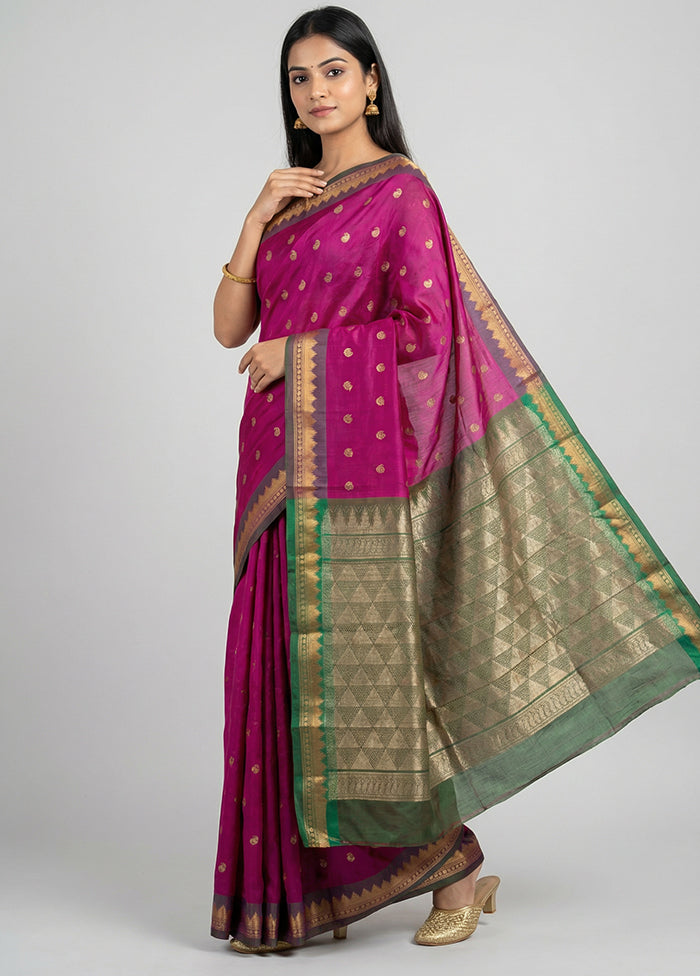 Pink Kanjivaram Silk Saree With Blouse Piece