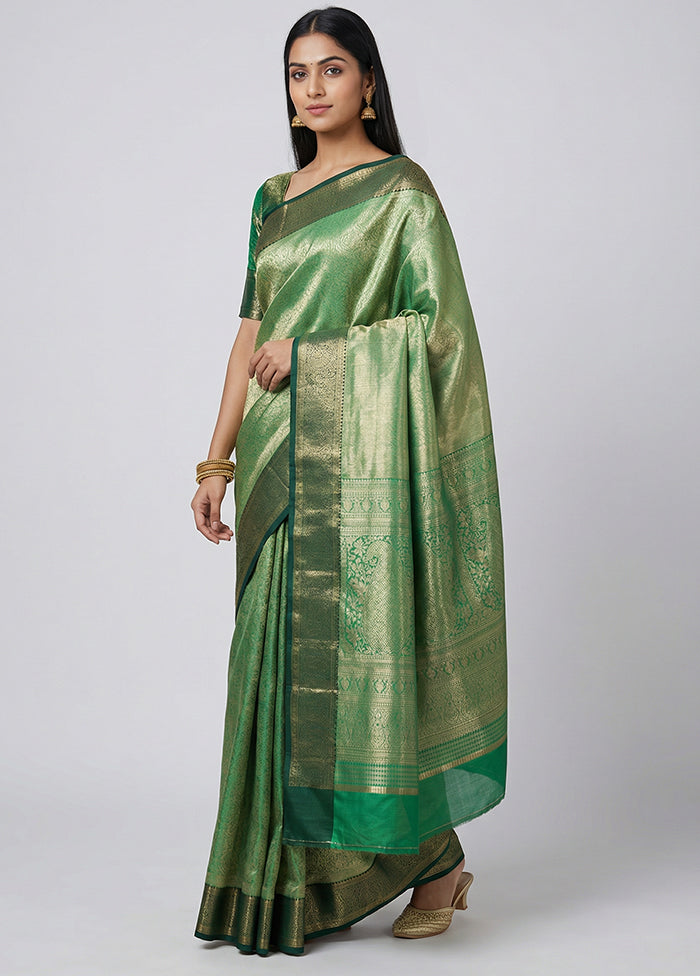 Green Kanjivaram Silk Saree With Blouse Piece