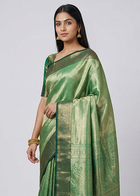Green Kanjivaram Silk Saree With Blouse Piece