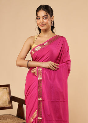 Pink Printed Silk Saree Without Blouse Piece