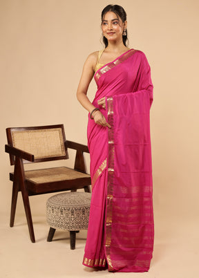 Pink Printed Silk Saree Without Blouse Piece
