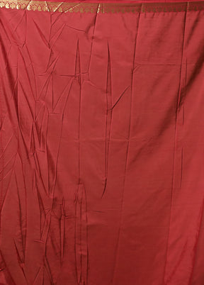 Maroon Printed Silk Saree With Blouse Piece