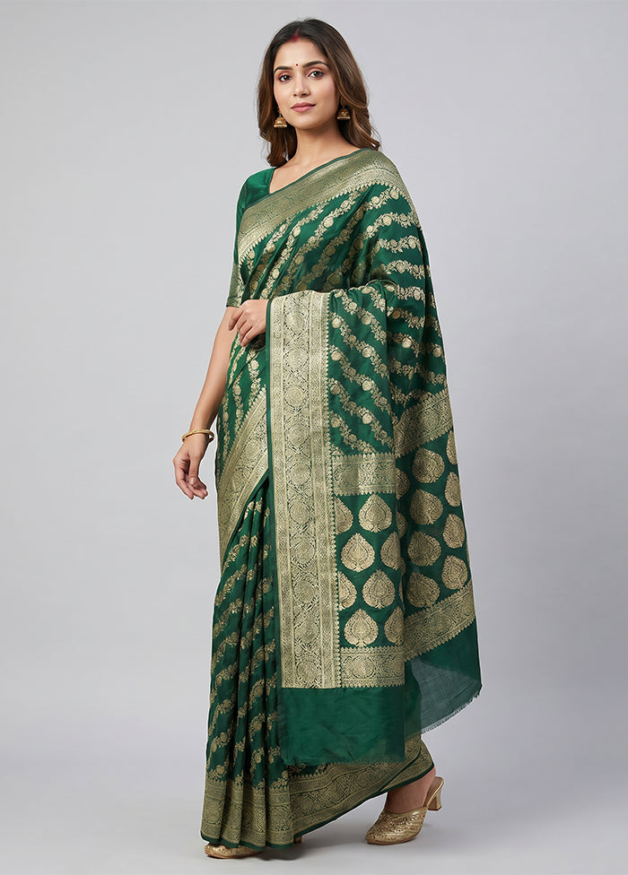 Green Georgette Saree With Blouse Piece