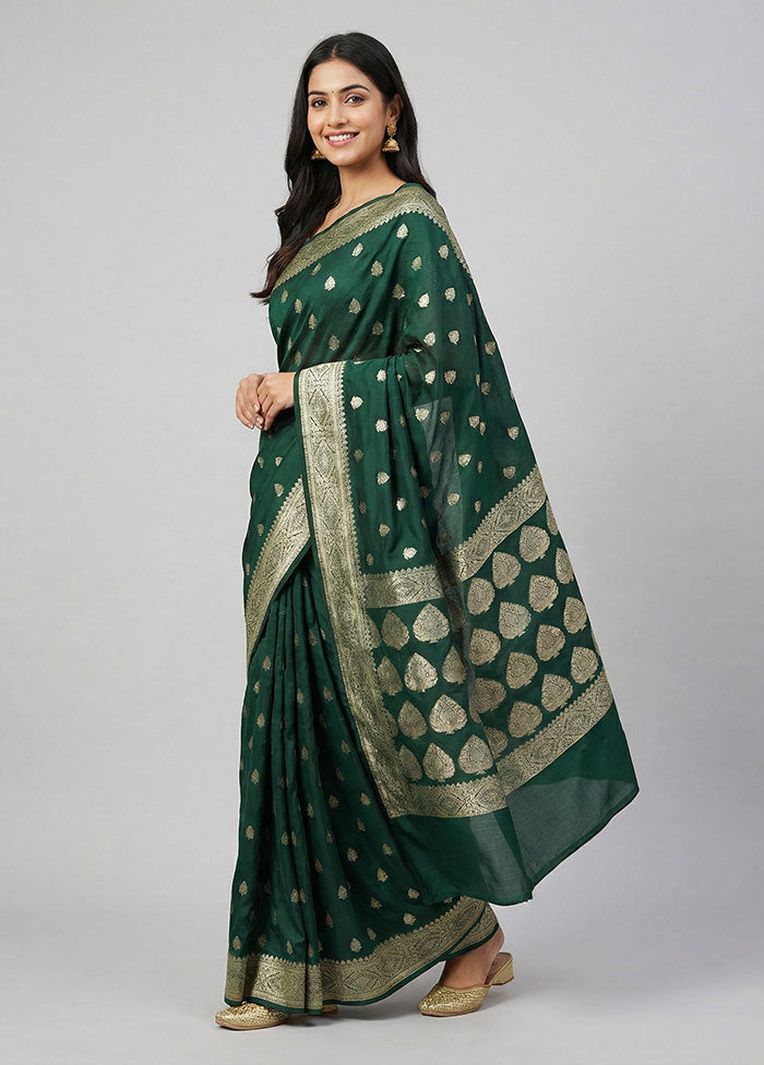 Green Georgette Saree With Blouse Piece