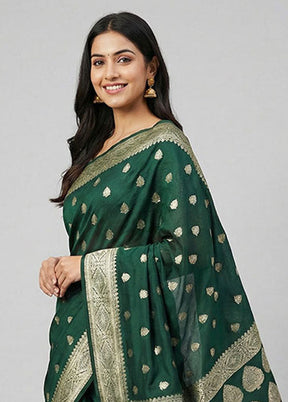 Green Georgette Saree With Blouse Piece