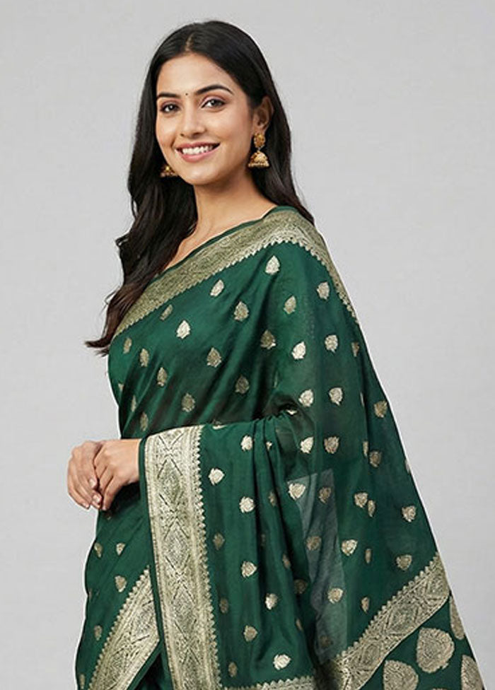 Green Georgette Saree With Blouse Piece
