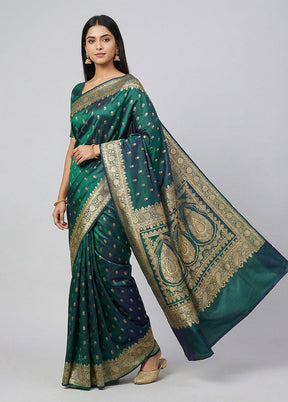 Green Banarasi Silk Saree With Blouse Piece