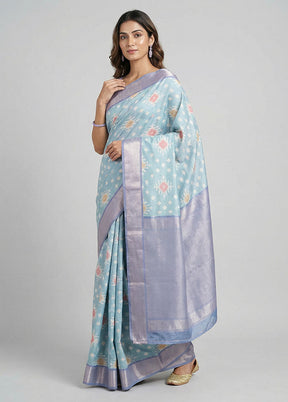 Green Pure Cotton Saree With Blouse Piece