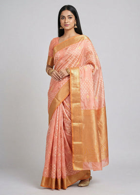 Pink Pure Cotton Saree With Blouse Piece