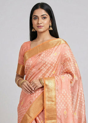 Pink Pure Cotton Saree With Blouse Piece