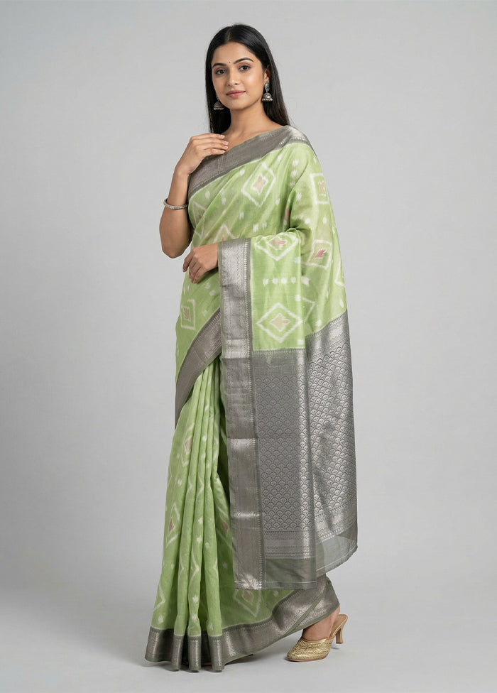 Green Pure Cotton Saree With Blouse Piece