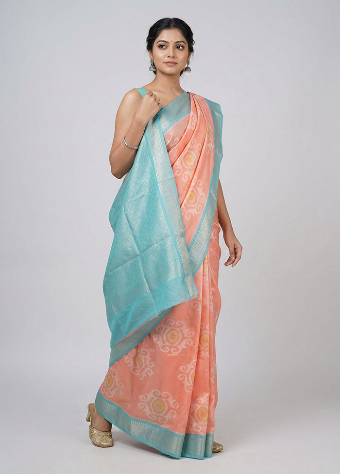 Pink Pure Cotton Saree With Blouse Piece