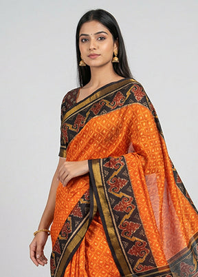Multicolor Handloom Patola Pure Silk Saree With Blouse Piece