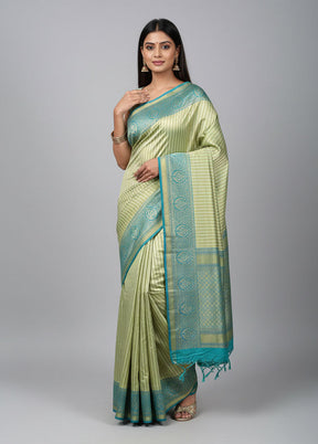 Green Dupion Silk Saree With Blouse Piece