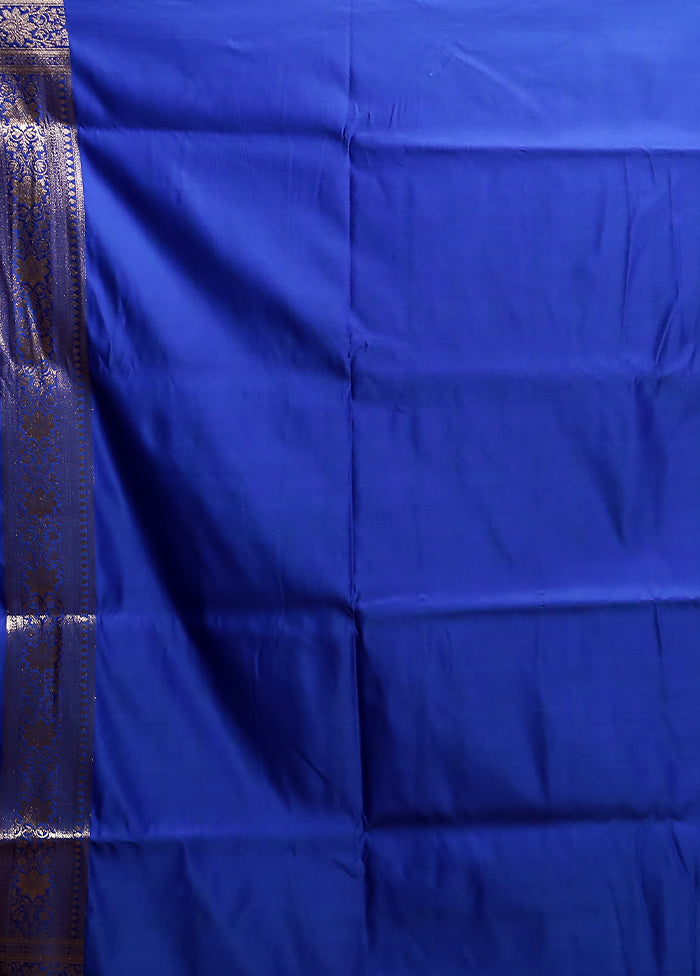 Blue Banarasi Silk Saree With Blouse Piece